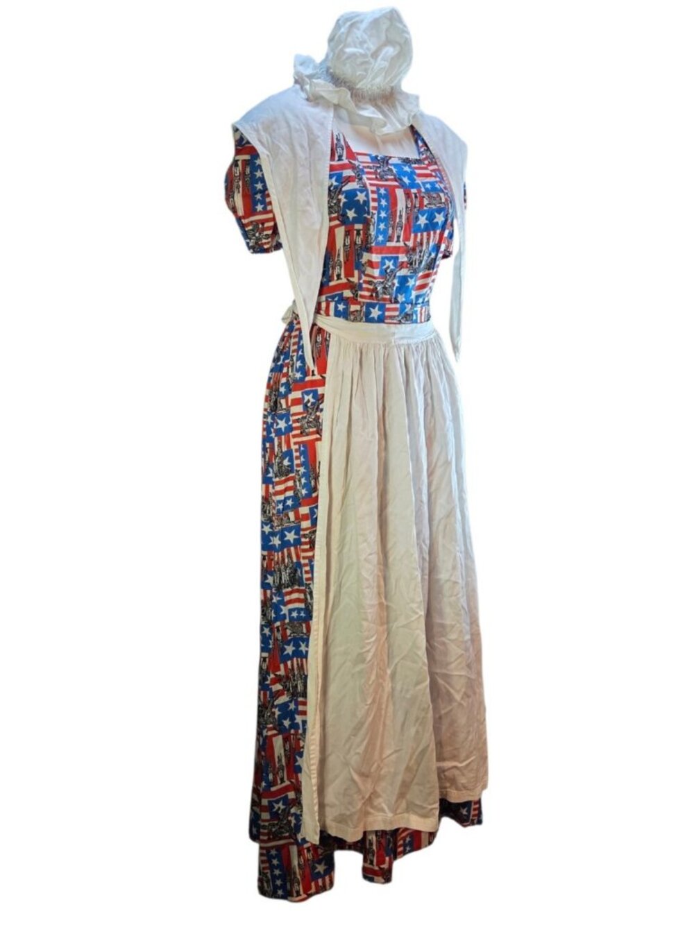 Vintage Handmade American Flag Costume Reenactmen 4 Piece Costume Dress Colonial